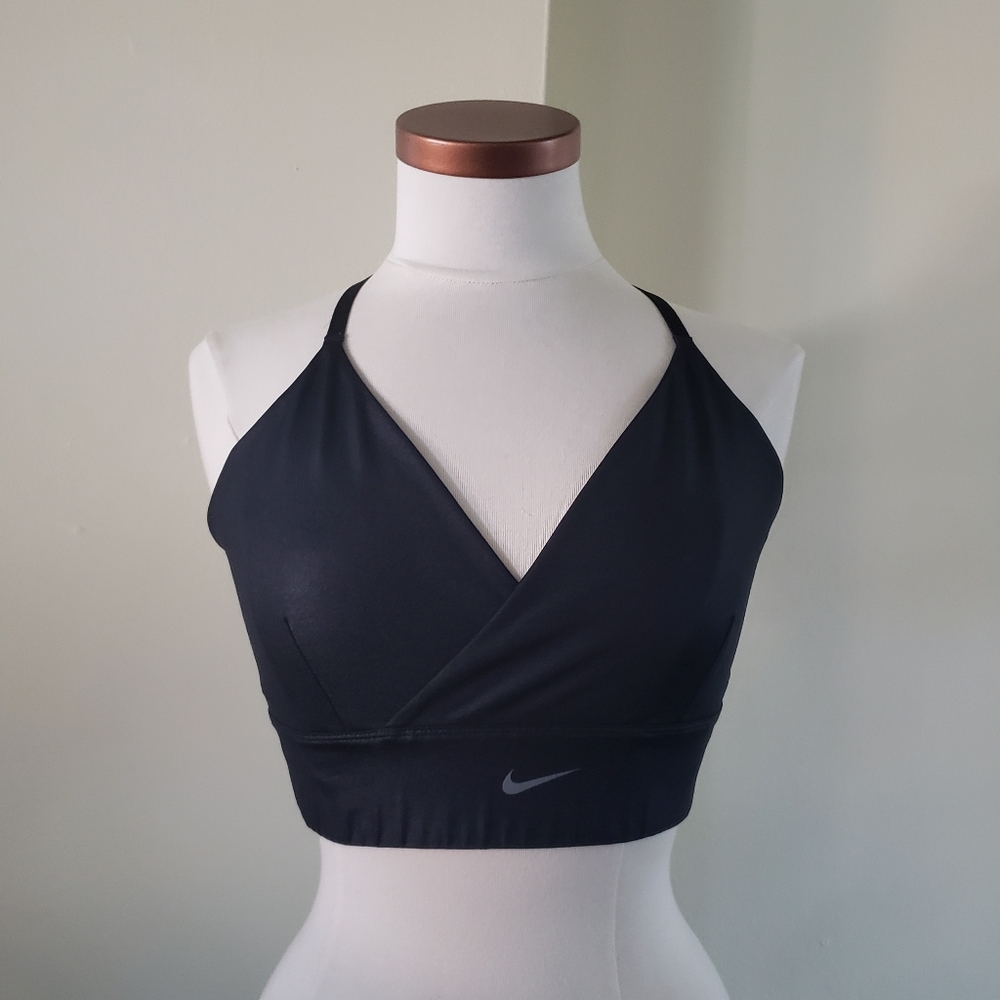 Nike Faux Wrap Sports Bra - Metallic Black - XL